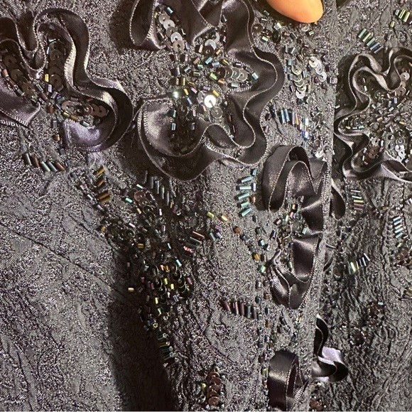 TWO piece set. R & M Richards dress/jacket, embellished, navy blue, 12P - Picture 16 of 16